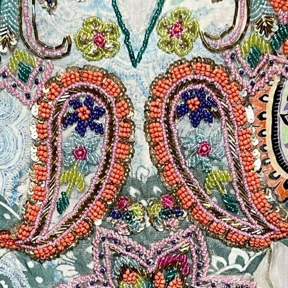 NWT Soft Surroundings Florent Tunic Aquatic Blue with Beaded Accents Sz XS 2-4 - Picture 5 of 7